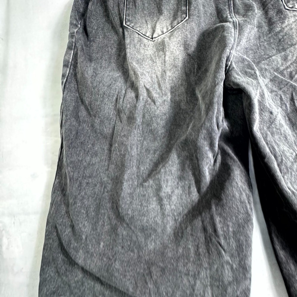 Womens Bib Overalls XXL Dark Gray Denim Relaxed Fit Adjustable Straps Distressed - Picture 8 of 16